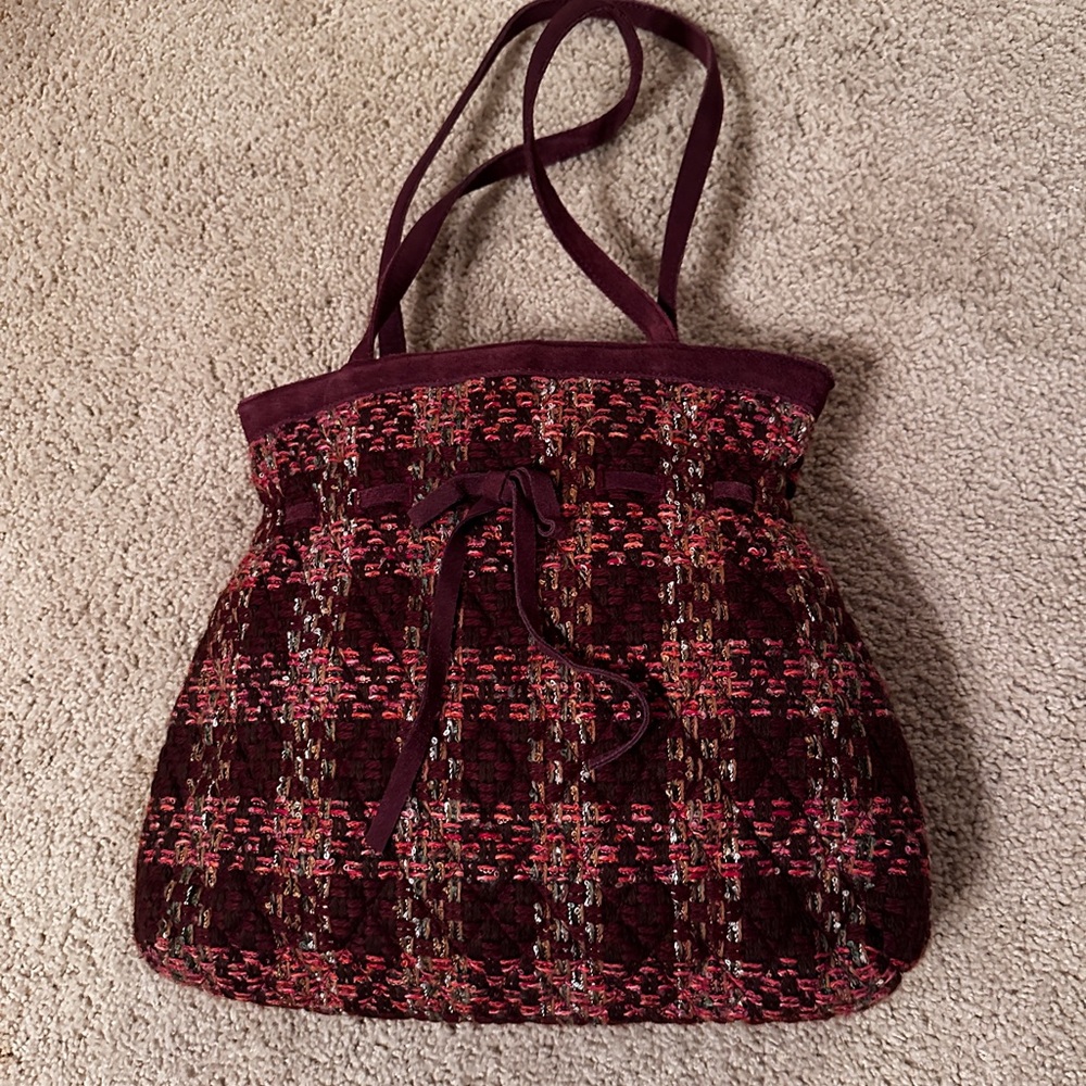 Vera Bradley Purple and Pink Tote Bag with Cozy Plaid Design